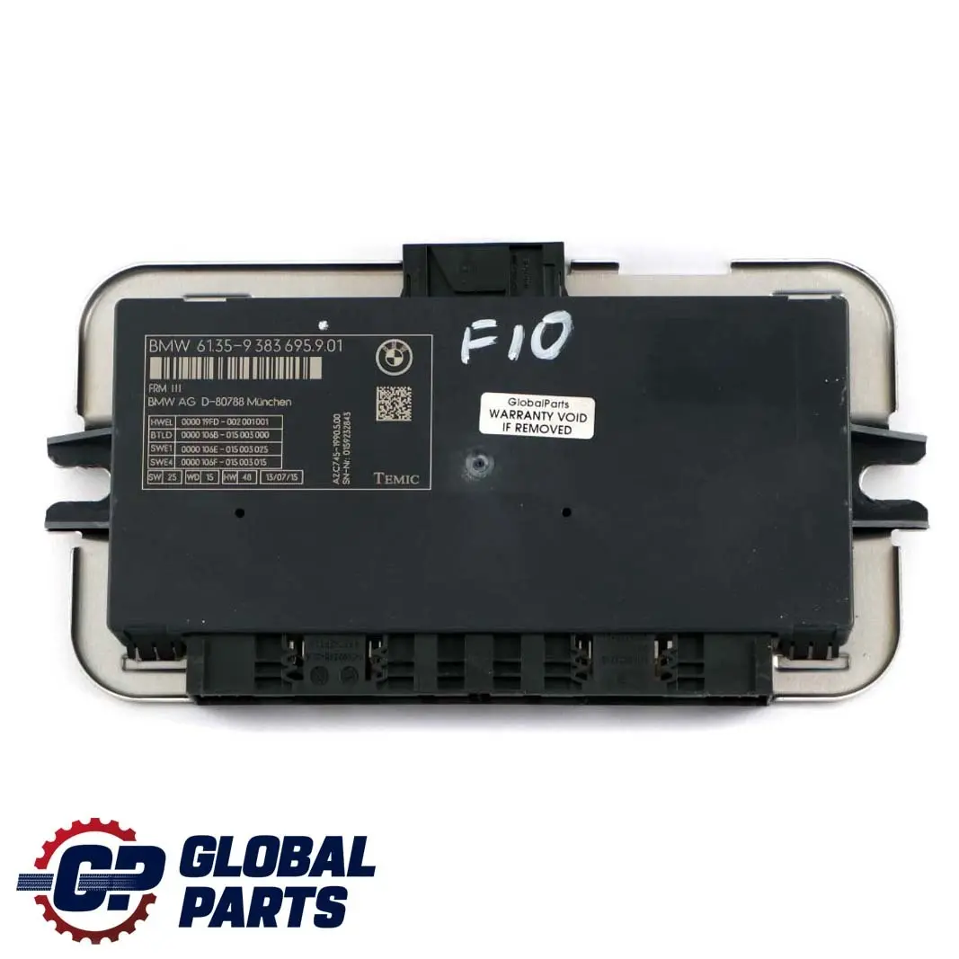 Footwell Light Module Control Unit ECU FRM III TEMIC BMW 5 Series F10 - SKU 9383695 - Part number 9383695