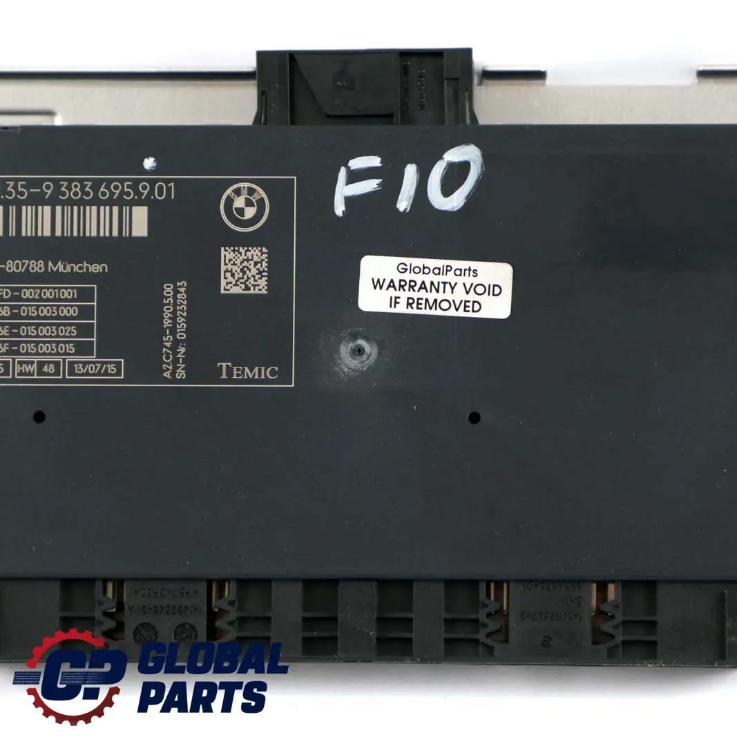 Fußraummodul Steuereinheit ECU FRM III TEMIC für BMW F10 mit Teilenummer 9383695 BMW F10 Fußraummodul Steuereinheit ECU FRM III TEMIC - SKU 9383695 - Teilenummer 9383695