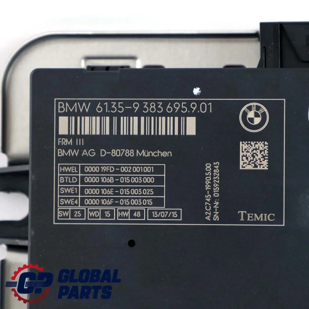 Modulo Luci Vano Piedi Unità Di Controllo ECU FRM III TEMIC per BMW F10 con numero di parte 9383695 BMW F10 Modulo Luci Vano Piedi Unità Di Controllo ECU FRM III TEMIC - SKU 9383695 - Numero di parte 9383695