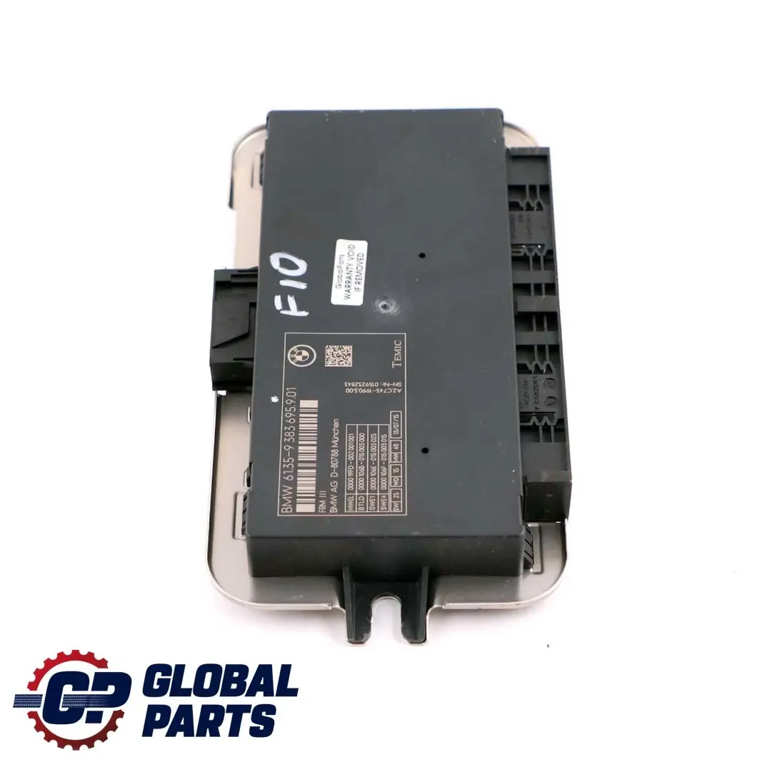 Unité Contrôle Module Éclairage Habitacle ECU FRM III TEMIC pour BMW F10 à propos du numéro de pièce 9383695 BMW F10 Unité Contrôle Module Éclairage Habitacle ECU FRM III TEMIC - SKU 9383695 - Numéro de pièce 9383695