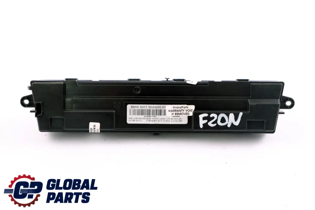 BMW 1 Series F20 F21 LCI Control Unit Panel Automatic Air Conditioning Basis - SKU 9384046 - Part number 9384046