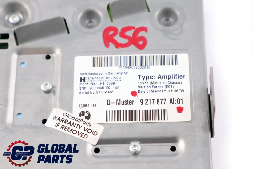 Mini Cooper One R56 R57 LCI Amplifier Hifi Harman Kardon 9217877 - SKU 9388956 - Part number 9388956