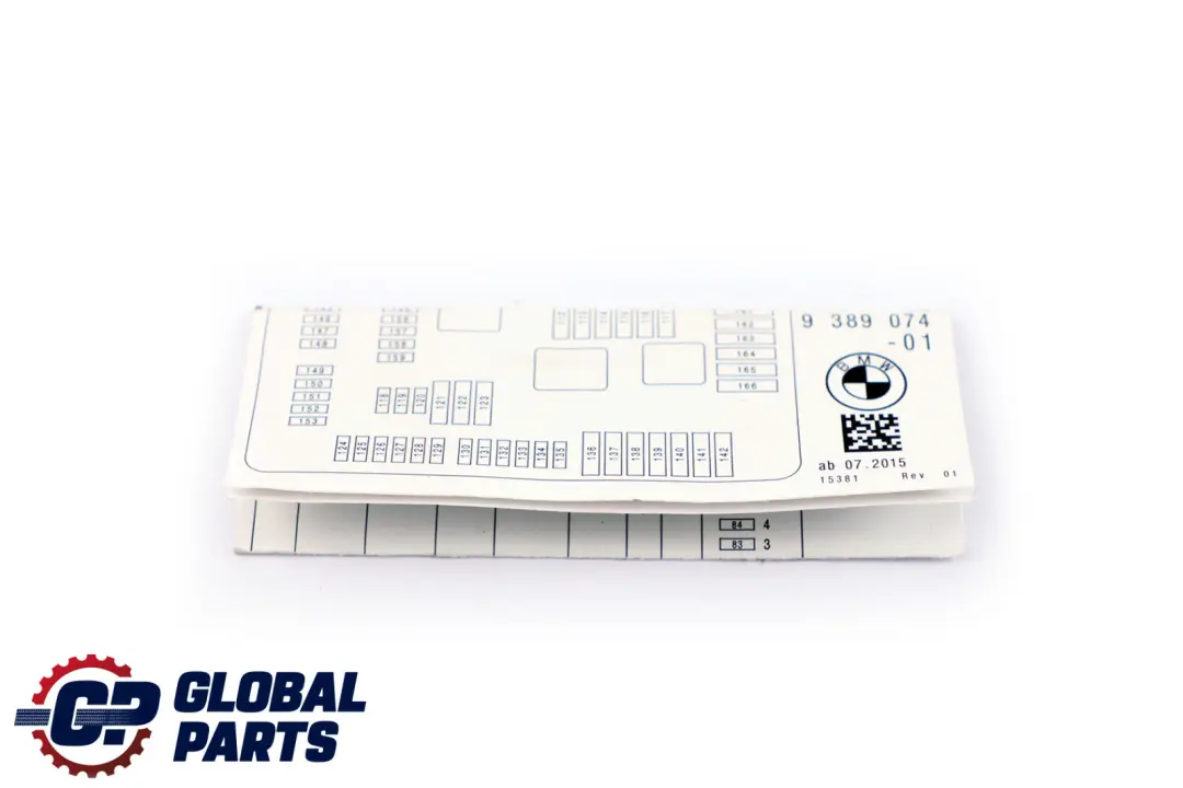BMW 1 2 er F20 F21 F30 Karte Sicherungsbelegung - SKU 9389074 - Teilenummer 9389074