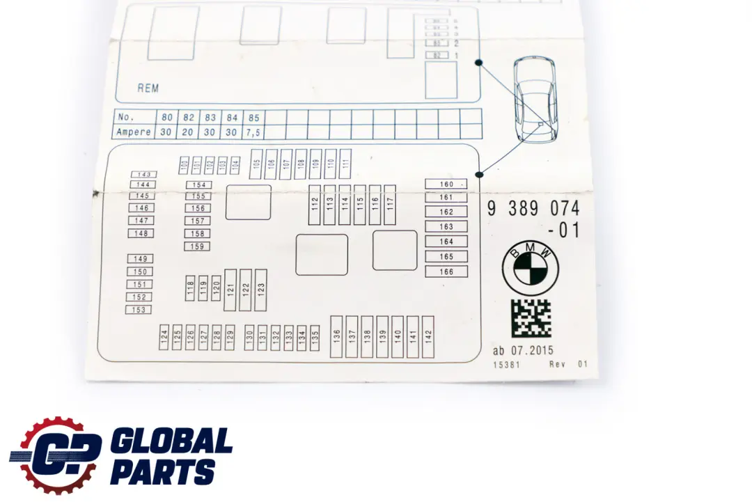 BMW F20 F21 F30 Map Fuse Grouping - SKU 9389074 - Part number 9389074