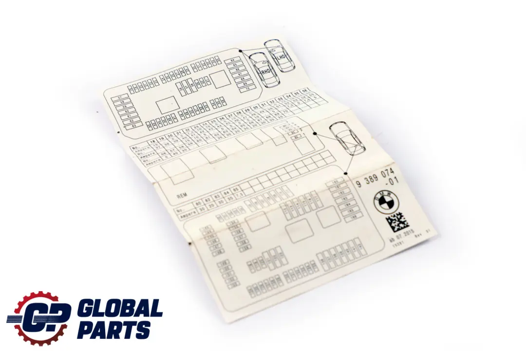 BMW 1 2 er F20 F21 F30 Karte Sicherungsbelegung - SKU 9389074 - Teilenummer 9389074