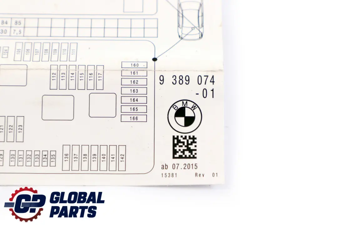 BMW 1 2 er F20 F21 F30 Karte Sicherungsbelegung - SKU 9389074 - Teilenummer 9389074