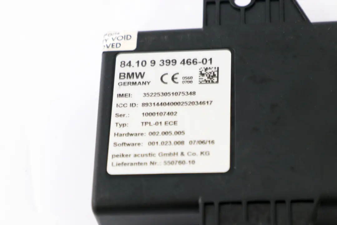 Telematics Control Unit Module 8410 to Mini F54 F55 F56 F57 F60 with Part number 9399466 Mini F54 F55 F56 F57 F60 Telematics Control Unit Module 8410 - SKU 9399466 - Part number 9399466