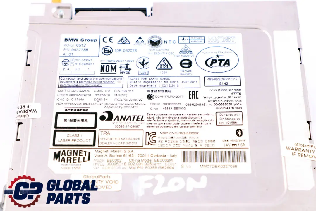 Unidad Central Navegacion Basica 2 BMW F20 F21 F30 F31 LCI - SKU 9437388 - Número de pieza 9437388