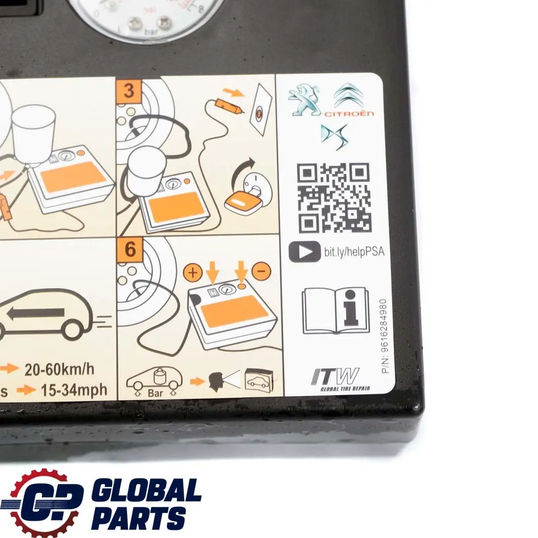 Original Citroen DS Peugeot Reifendichtung Reifenpannen Compresseur Kit pour à propos du numéro de pièce 9616284980 Original Citroen DS Peugeot Reifendichtung Reifenpannen Compresseur Kit - SKU 9616284980 - Numéro de pièce 9616284980