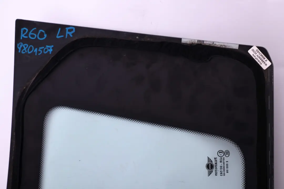Side Fixed Glass Window AS2 Rear Left N/S to Mini Countryman R60 with Part number 9801507 Mini Countryman R60 Side Fixed Glass Window AS2 Rear Left N/S - SKU 9801507 - Part number 9801507