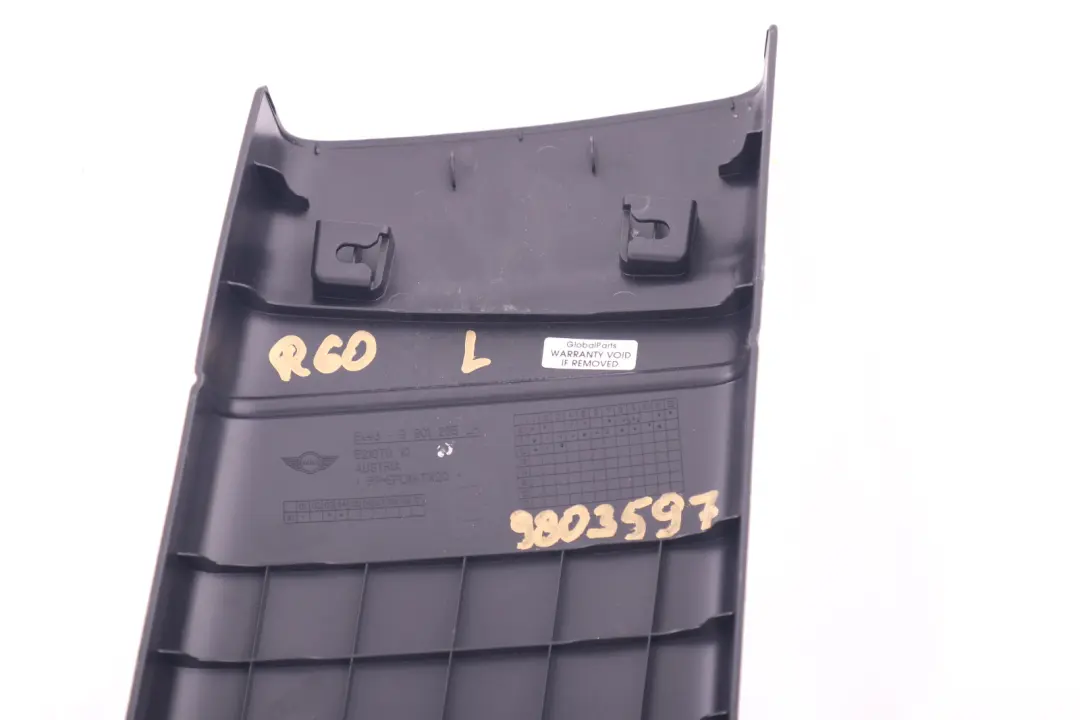Tapa Columna B Embellecedor Inferior Izquierda Carbono 9801265 para Mini R60 con número de pieza 9803597 Mini R60 Tapa Columna B Embellecedor Inferior Izquierda Carbono 9801265 - SKU 9803597 - Número de pieza 9803597