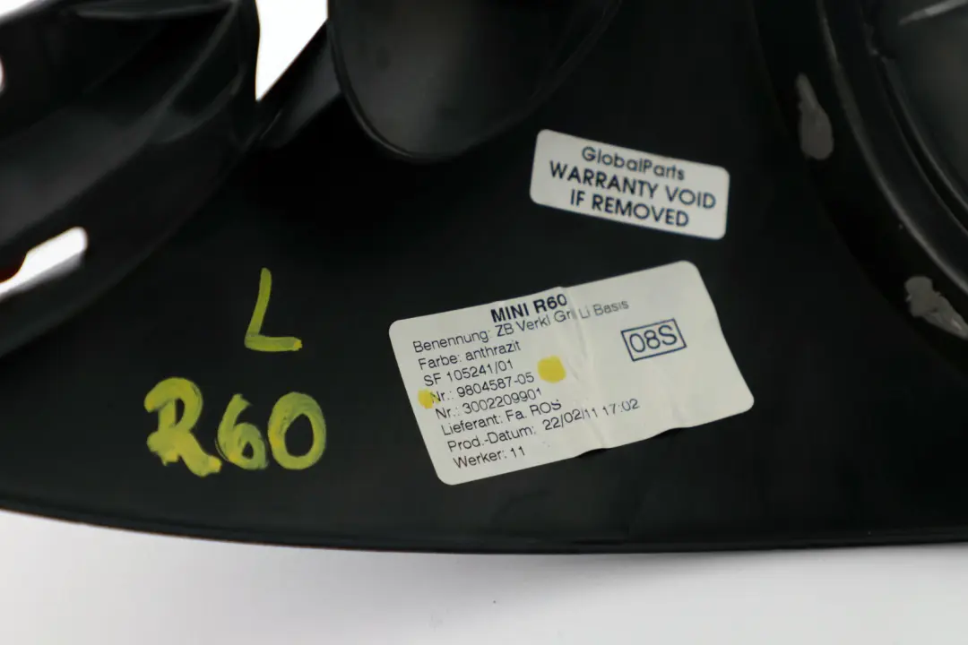 Pokrywa Wylotu Powietrza Deska Lewa do Mini R60 o numerze 9804587 Mini R60 Pokrywa Wylotu Powietrza Deska Lewa - SKU 9804587 - Numer Części 9804587