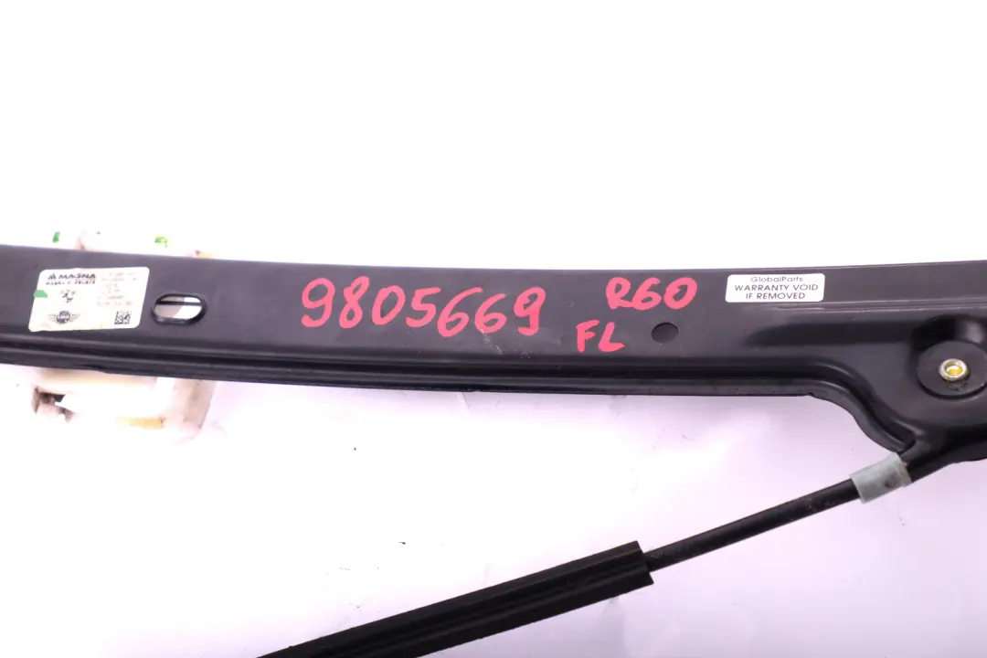 Elevalunas Con Motor Delantero Izquierdo para Mini Cooper R60 Countryman con número de pieza 9805669 Mini Cooper R60 Countryman Elevalunas Con Motor Delantero Izquierdo - SKU 9805669 - Número de pieza 9805669