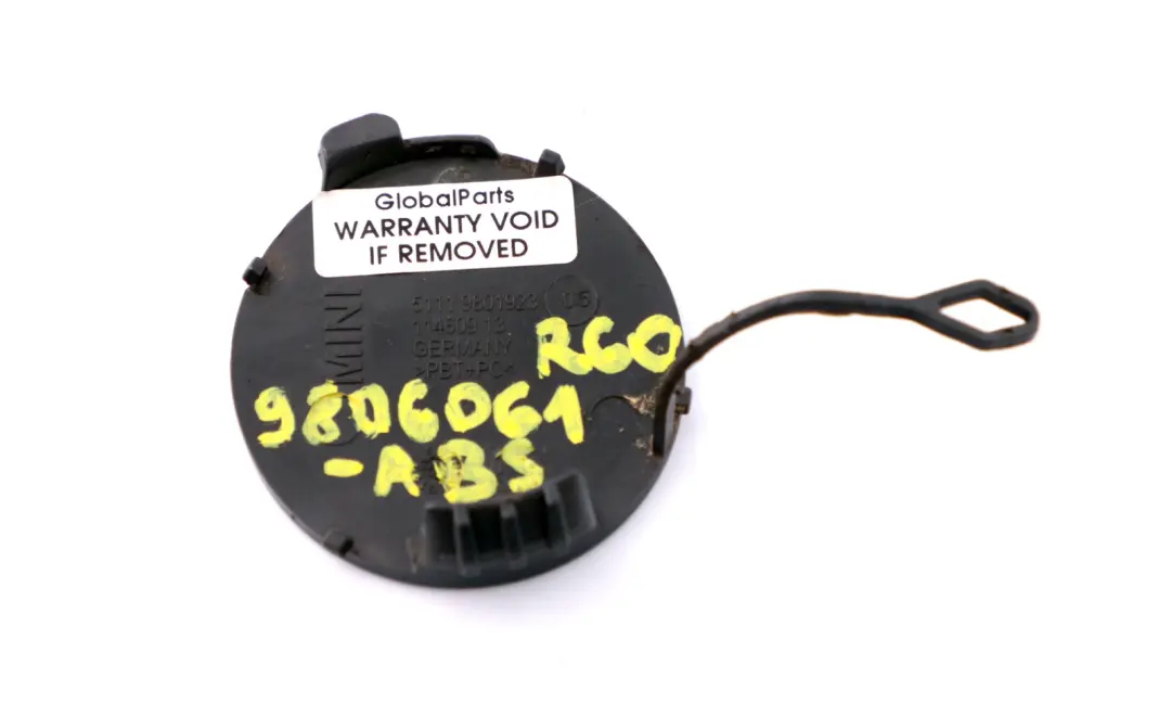 Mini Cooper R60 Cover Flap Towing Eye Front Bumper Absolute Black 9801923 - SKU 9806061-ABS - Part number 9806061