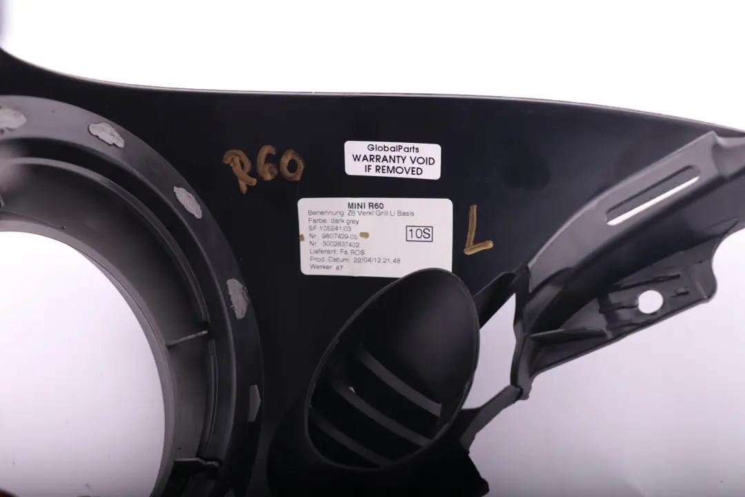 MINI R60 Obudowa osłona wlotu powietrza lewa - SKU 9807429 - Numer Części 9807429