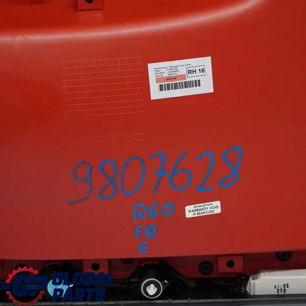 Mini R60 Delantera Derecha Tarjeta Puerta Panel de Ajuste Negro Rojo Puro - SKU 9807628 - Número de pieza 9807628