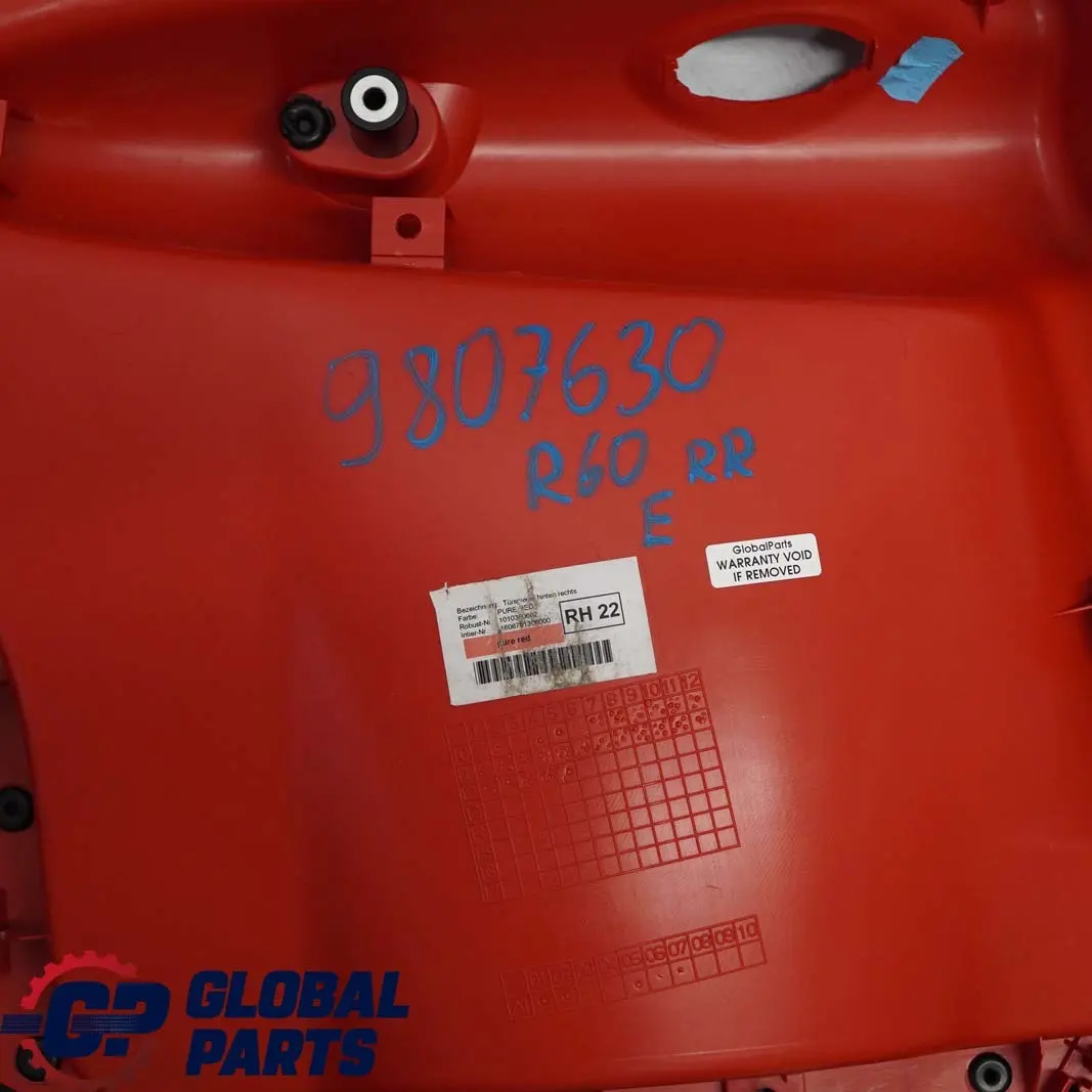 Mini Countryman R60 Garniture de Porte Arriere Droite Noir Pur Red Rouge - SKU 9807630 - Numéro de pièce 9807630