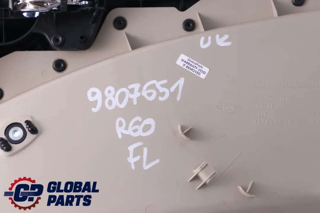 Front Left N/S Door Card Trim Panel Black Polar Beige to Mini Countryman R60 with Part number 9807651 Mini Countryman R60 Front Left N/S Door Card Trim Panel Black Polar Beige - SKU 9807651 - Part number 9807651