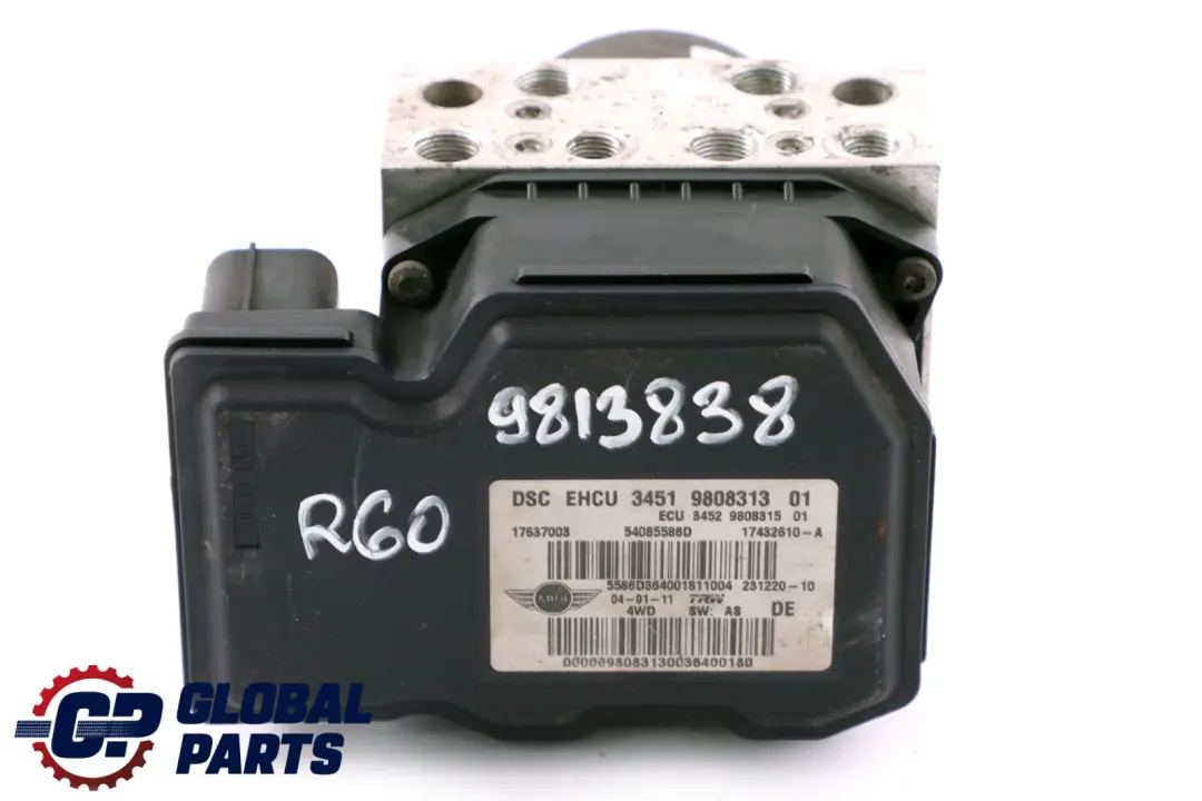 DSC Hydro Braking Unit Pump Module 9808315 pour Mini Cooper S D R60 R61 à propos du numéro de pièce 9813838 Mini Cooper S D R60 R61 DSC Hydro Braking Unit Pump Module 9808315 - SKU 9808313 - Numéro de pièce 9813838