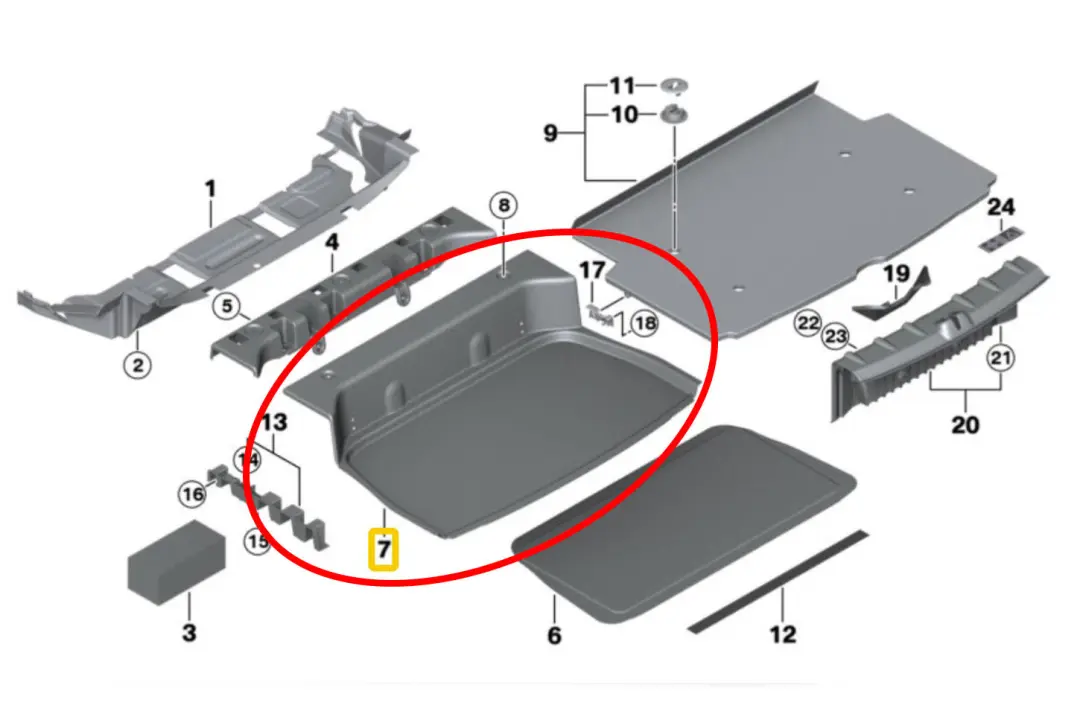 Boot Trunk Floor Storage Compartment Trim Panel to Mini Paceman R61 with Part number 9809875 Mini Paceman R61 Boot Trunk Floor Storage Compartment Trim Panel - SKU 9809875 - Part number 9809875