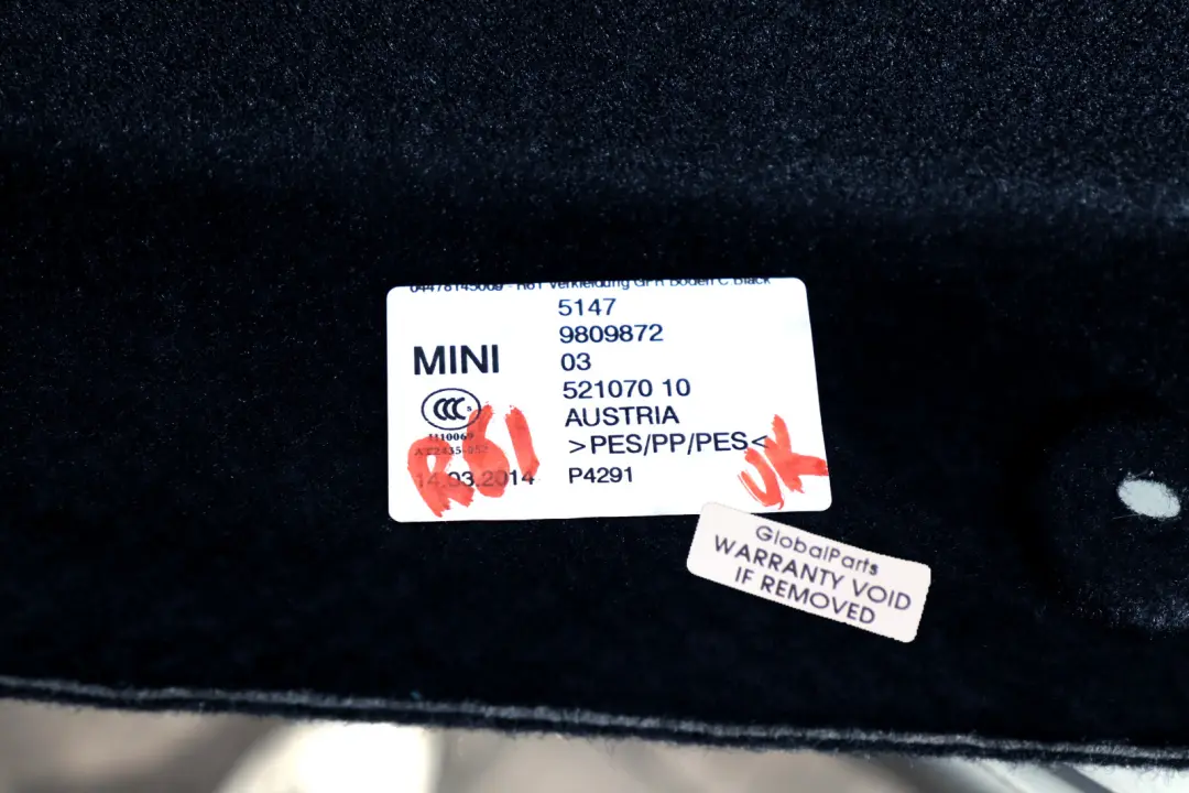 Mini Paceman R61 Boot Trunk Floor Storage Compartment Trim Panel - SKU 9809875 - Part number 9809875