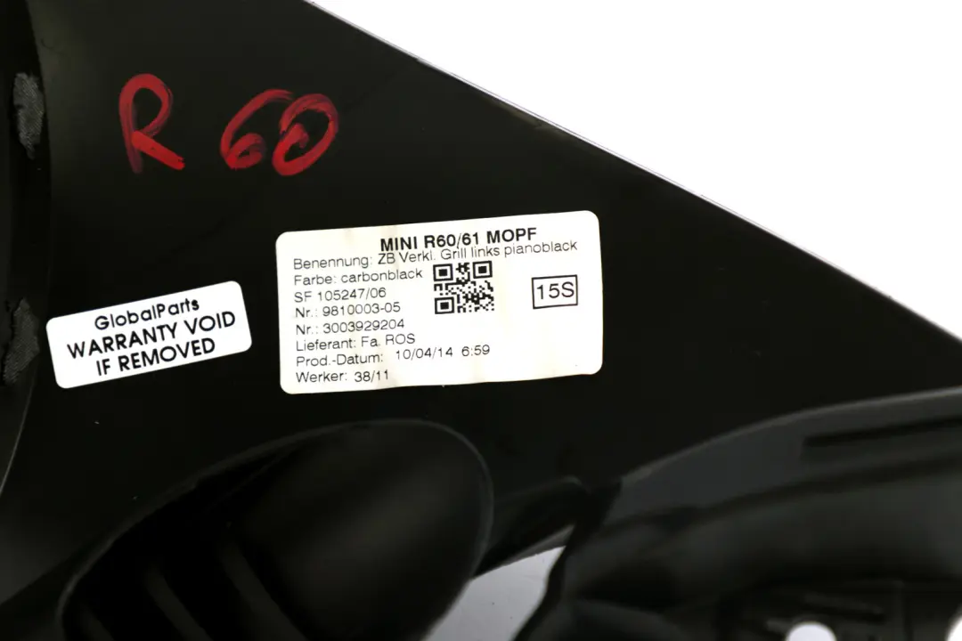 BMW Mini Cooper R60 R61 Cover Air Outlet Dashboard Left N/S Piano Black - SKU 9810003 - Part number 9810003
