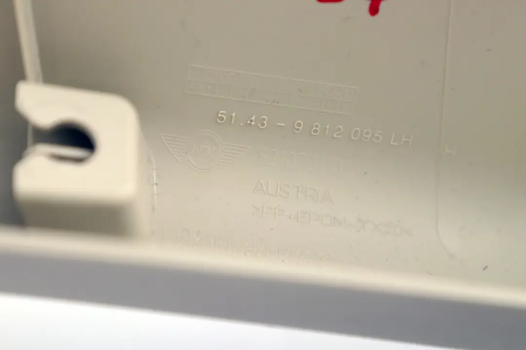 Rivestimento Pompa Apertura A Montante SX Luce Beige 981209 per Mini Cooper R60 R61 con numero di parte 9812097 Mini Cooper R60 R61 Rivestimento Pompa Apertura A Montante SX Luce Beige 981209 - SKU 9812097 - Numero di parte 9812097