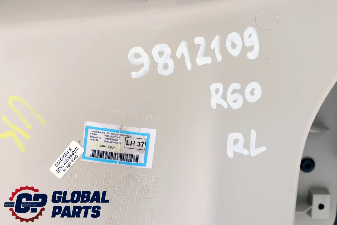 BMW Mini Countryman R60 Rear Left N/S Door Card Trim Panel Polar Beige Black - SKU 9812109 - Part number 9812109