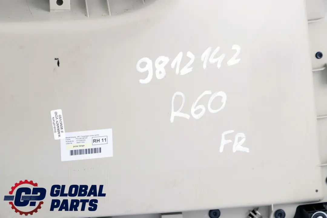 Front Right O/S Door Card Trim Panel Polar Beige Black to Mini Countryman R60 with Part number 9812142 Mini Countryman R60 Front Right O/S Door Card Trim Panel Polar Beige Black - SKU 9812142 - Part number 9812142