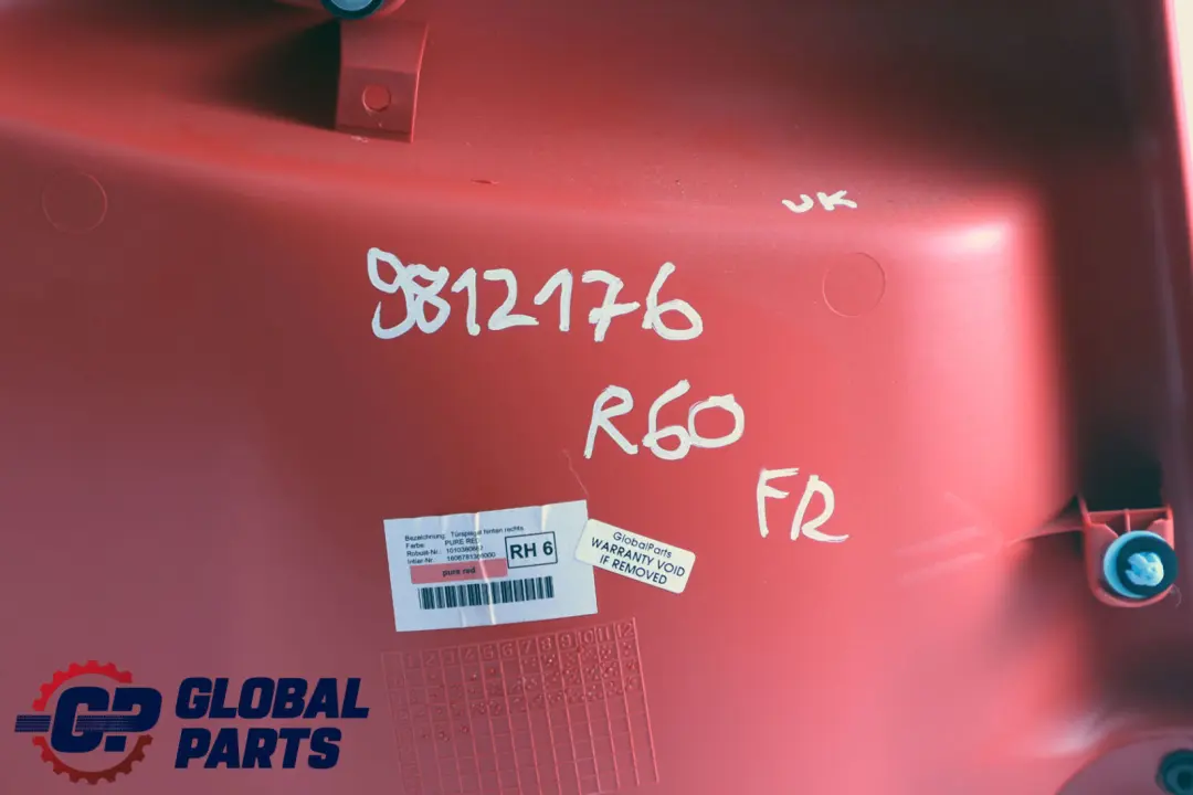 Right O/S Door Card Panel Carbon Black Pure Red to Mini Countryman R60 Rear with Part number 9812176 Mini Countryman R60 Rear Right O/S Door Card Panel Carbon Black Pure Red - SKU 9812176 - Part number 9812176