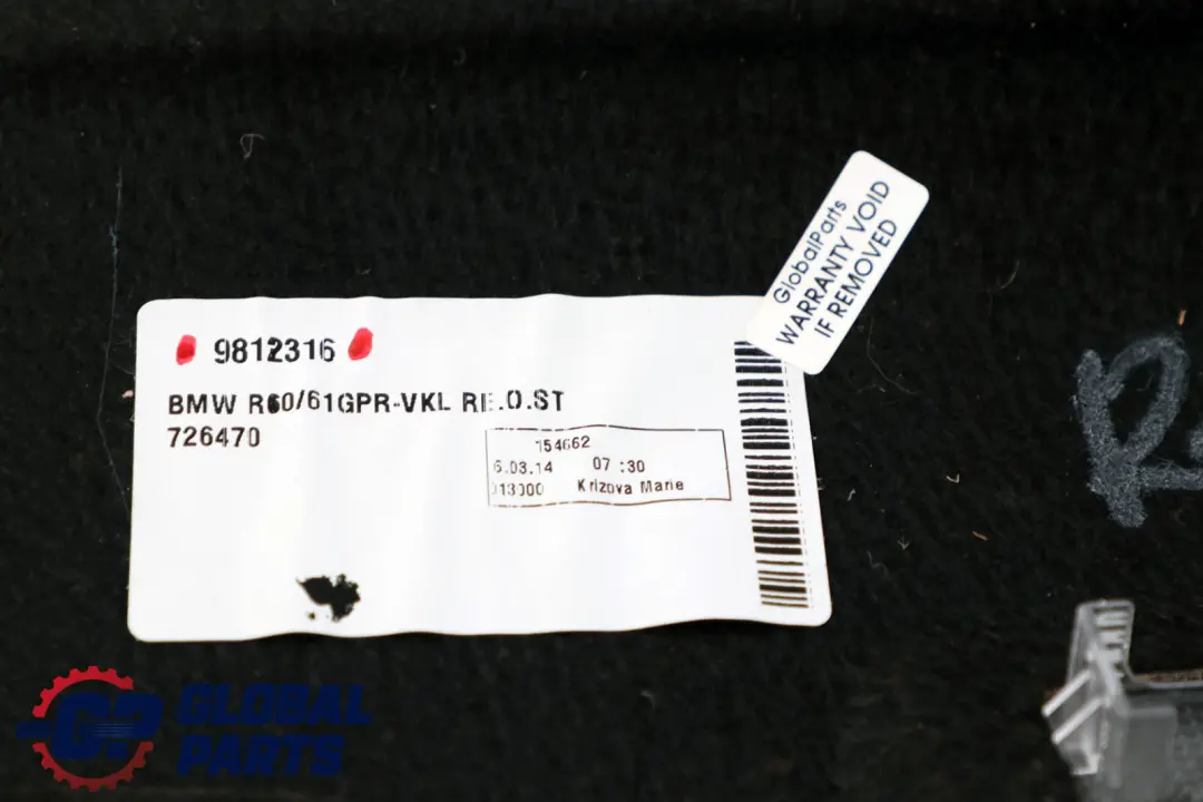 Hinten Rechts Gepäckraumboden Verkleidung für Mini Countryman R60 mit Teilenummer 9812316 Mini Countryman R60 Hinten Rechts Gepäckraumboden Verkleidung - SKU 9812316 - Teilenummer 9812316