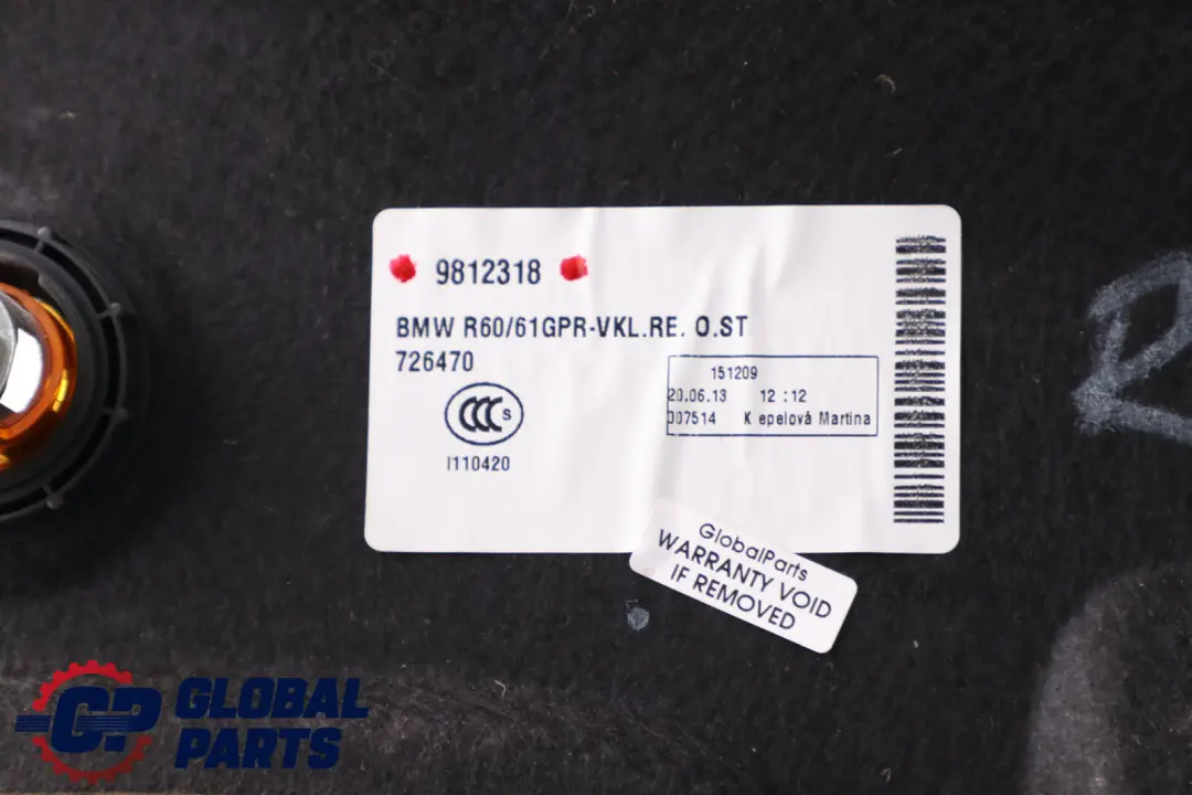 Boot Trunk Luggage Compartment Right O/S Trim Panel to BMW Mini Countryman R60 with Part number 9812318 BMW Mini Countryman R60 Boot Trunk Luggage Compartment Right O/S Trim Panel - SKU 9812318 - Part number 9812318