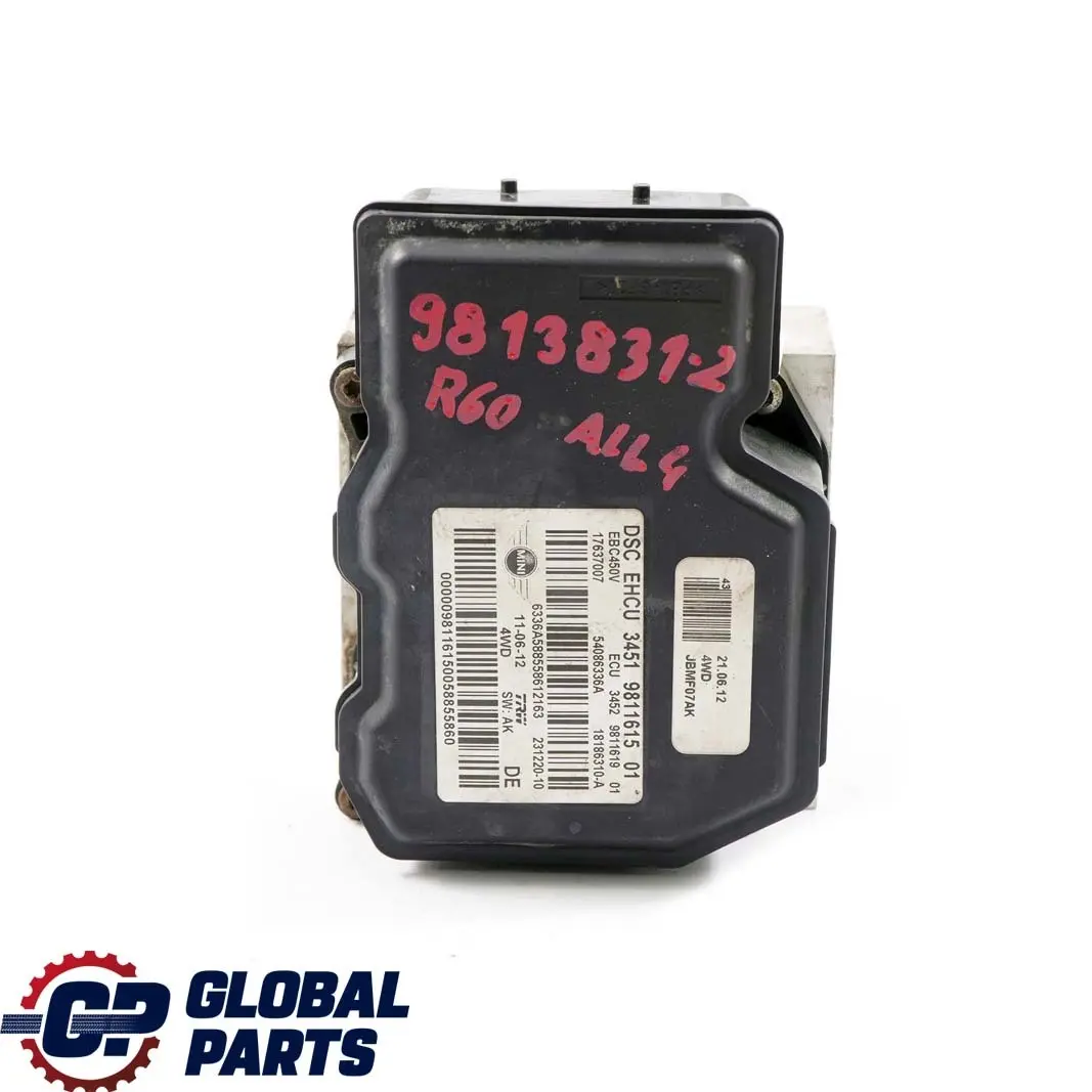 Mini R60 R61 ALL4 DSC EHCU Unidad Freno Hidráulico Módulo Bomba 9811615 9811619 - SKU 9813831-2 - Número de pieza 9813831