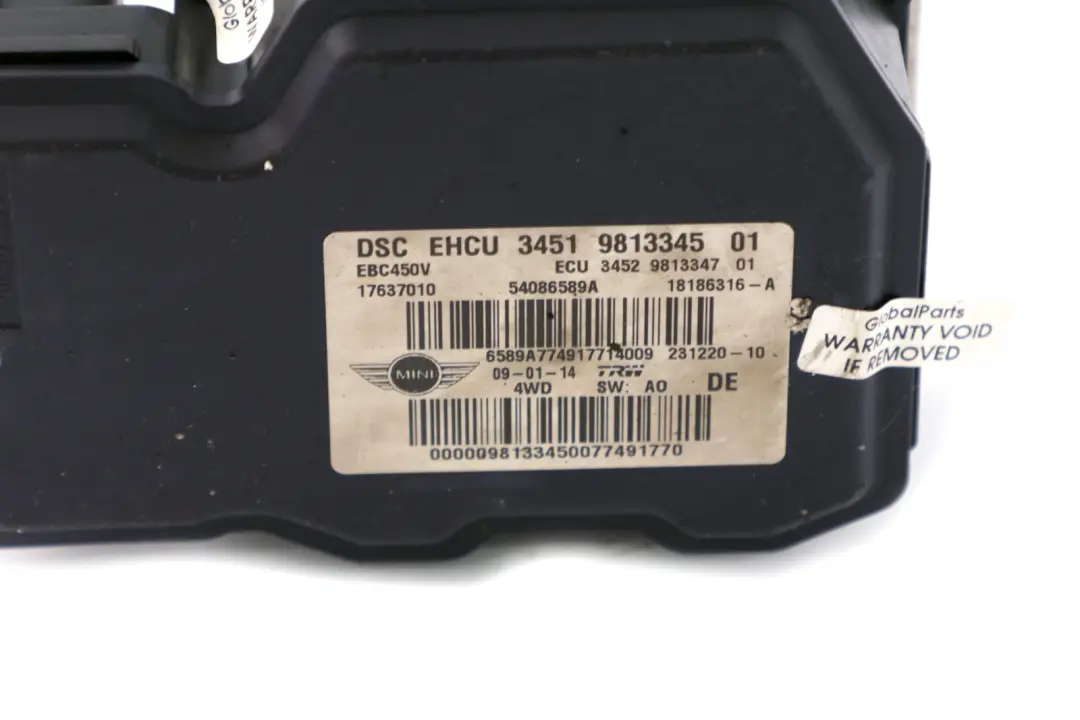 BMW Mini Cooper ALL4 R60 R61 DSC Hydro Braking Unit Pump Module 9813345 9813347 - SKU 9813831 - Part number 9813831