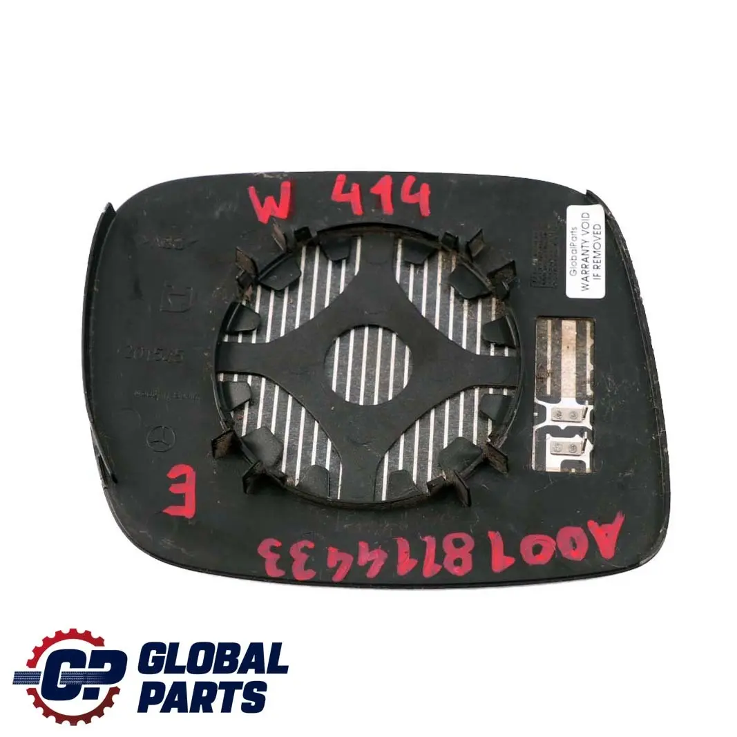 Mercedes-Benz Vaneo W414 Left N/S Heated Door Wing Mirror Glass to with Part number A0018114433 Mercedes-Benz Vaneo W414 Left N/S Heated Door Wing Mirror Glass - SKU A0018114433 - Part number A0018114433