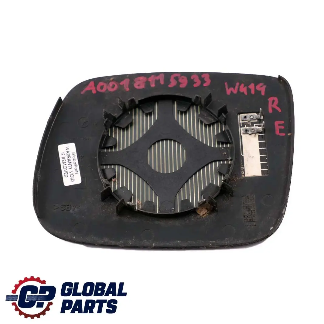 Mercedes-Benz Vaneo W414 Right O/S Heated Door Wing Mirror Glass to with Part number A0018115933 Mercedes-Benz Vaneo W414 Right O/S Heated Door Wing Mirror Glass - SKU A0018115933 - Part number A0018115933