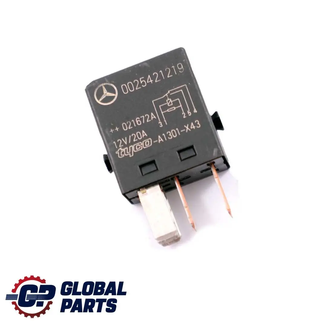 Mercedes A C E Class W168 W203 W211 Relay 6-Pin Black Tyco - SKU A0025421219 - Part number A0025421219