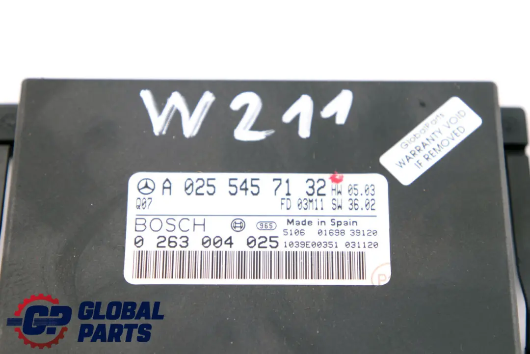Parktronic Parking Control Unit Module ECU to Mercedes E-Class W211 S211 with Part number A0255457132 Mercedes E-Class W211 S211 Parktronic Parking Control Unit Module ECU - SKU A0255457132 - Part number A0255457132