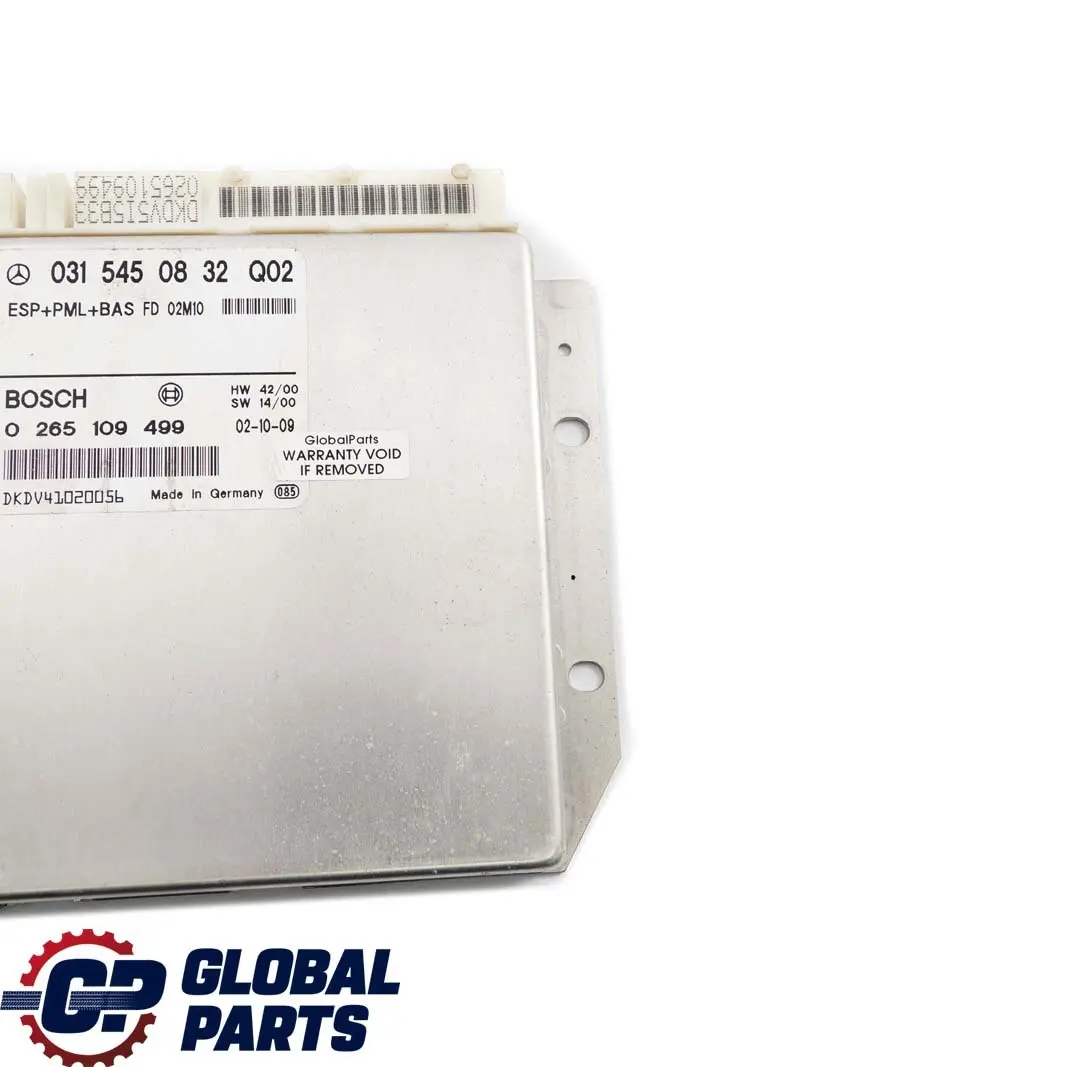 Mercedes-Benz E-Klasse W210 ESP PML BAS Steuergerät ECU Modul für mit Teilenummer A0315450832 Mercedes-Benz E-Klasse W210 ESP PML BAS Steuergerät ECU Modul - SKU A0315450832 - Teilenummer A0315450832