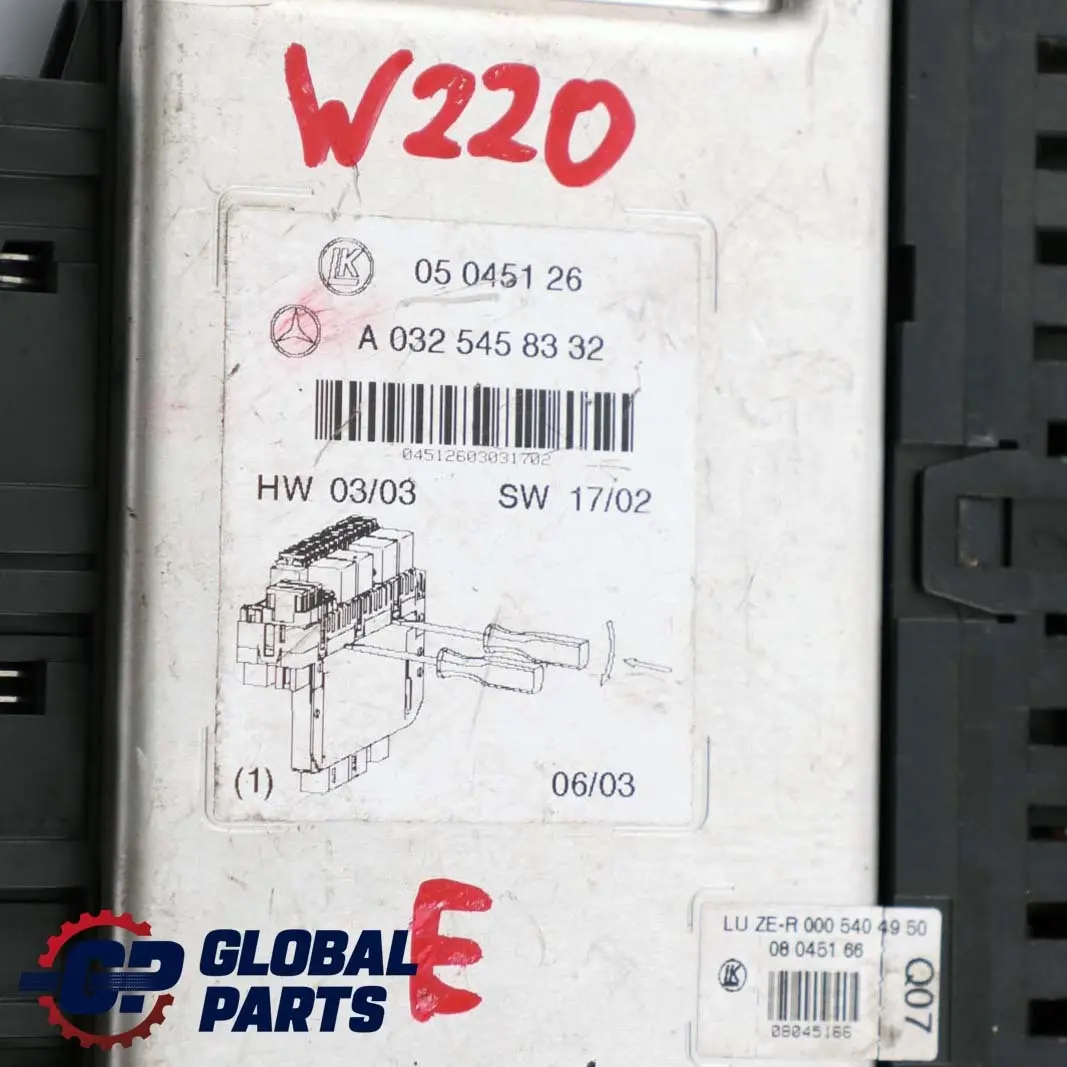  Mercedes-Benz CL S Klasse C215 W220 Sicherungskasten Hinten - SKU A0325458332 - Teilenummer A0325458332