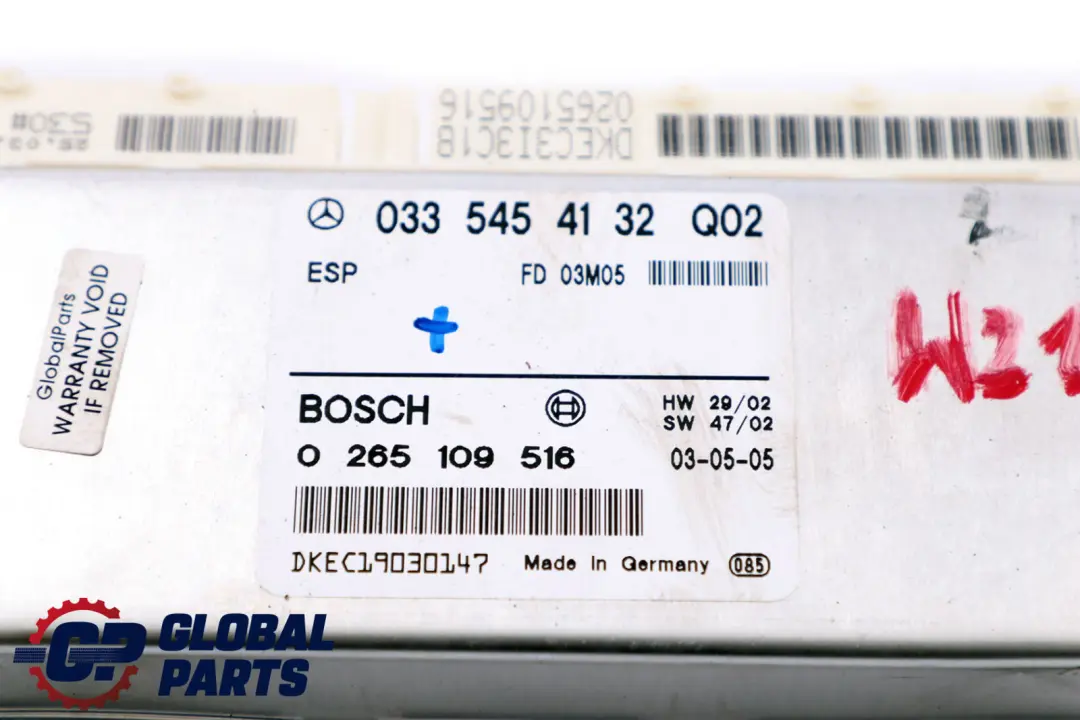 ESP PML Stability Control Unit Module ECU to Mercedes E-Class W211 with Part number A0335454132 Mercedes E-Class W211 ESP PML Stability Control Unit Module ECU - SKU A0335454132 - Part number A0335454132