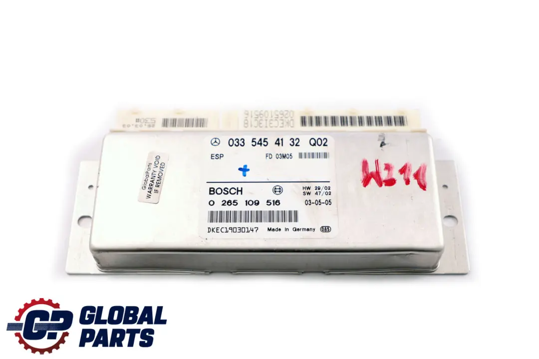 ESP PML Stability Control Unit Module ECU to Mercedes E-Class W211 with Part number A0335454132 Mercedes E-Class W211 ESP PML Stability Control Unit Module ECU - SKU A0335454132 - Part number A0335454132