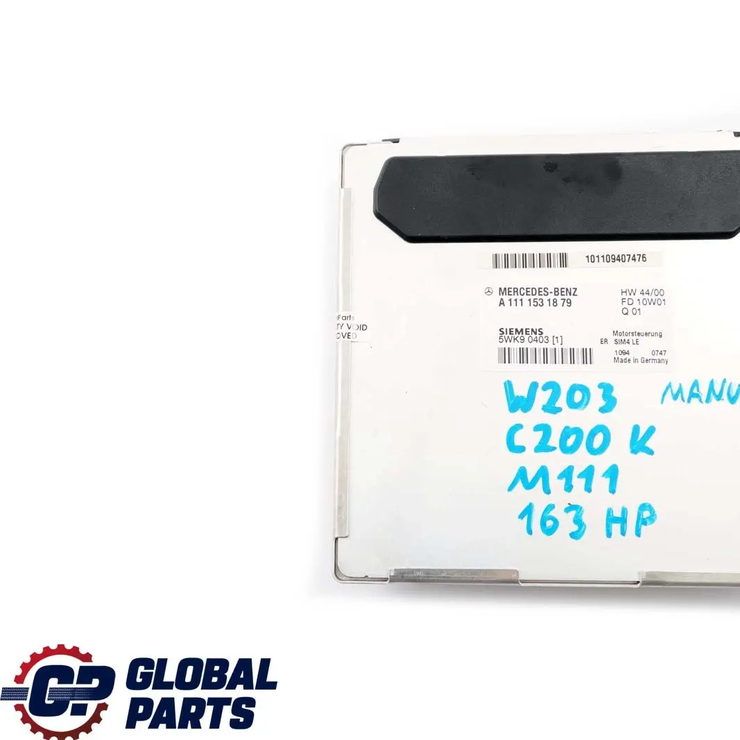  Mercedes-Benz W203 C 200K M111 Engine Control Unit Module ECU - SKU A1111531879 - Part number A1111532979