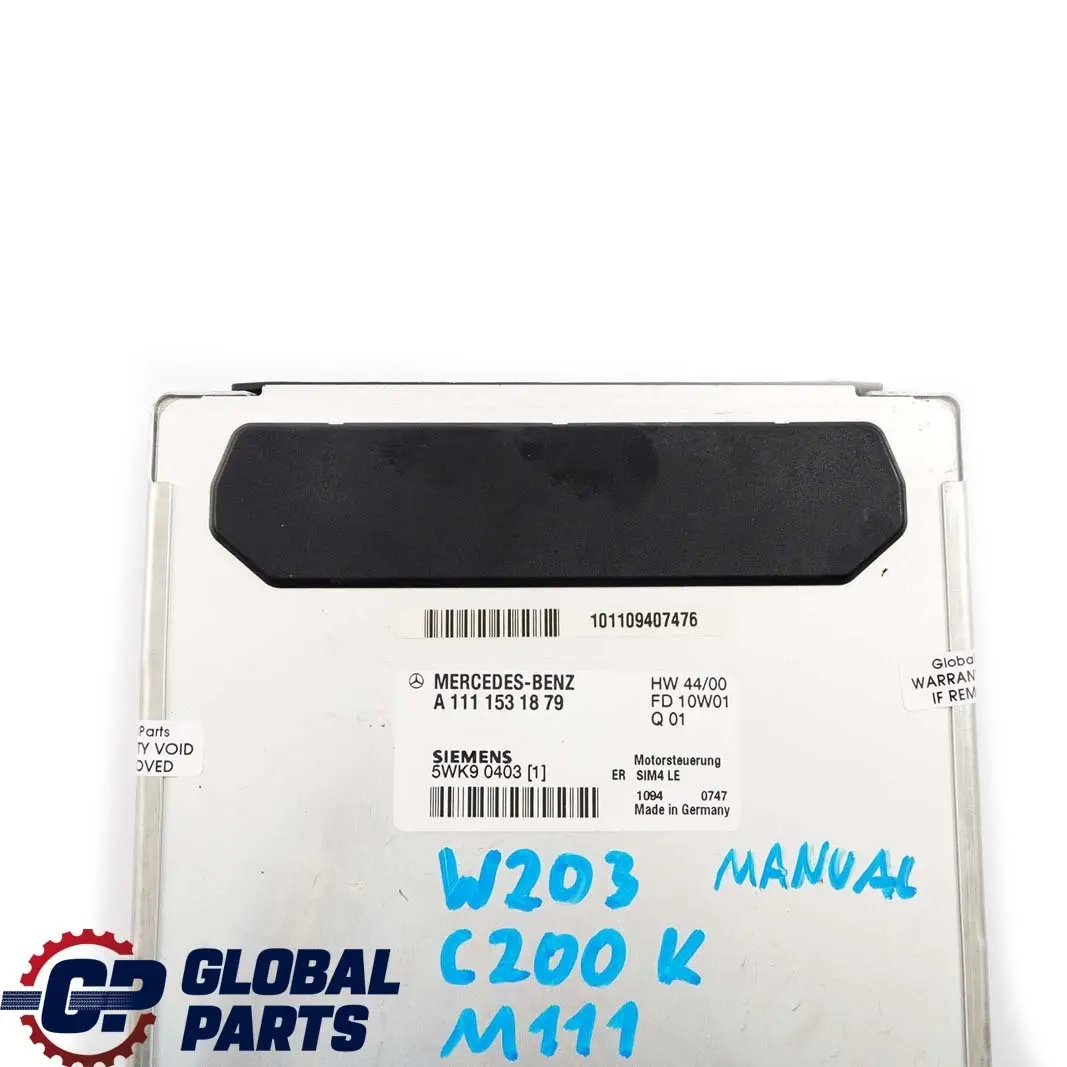 Mercedes-Benz W203 C 200K M111 Motorsteuergerät Steuergerät für mit Teilenummer A1111532979 Mercedes-Benz W203 C 200K M111 Motorsteuergerät Steuergerät - SKU A1111531879 - Teilenummer A1111532979