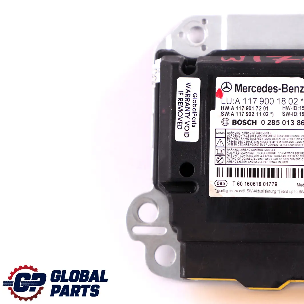 Mercedes W176 Sistema Bloqueo Cinturón Unidad de Control Módulo ECU - SKU A1179001802 - Número de pieza A1179001802