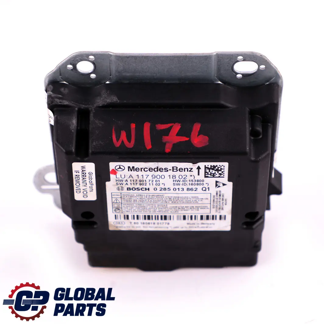 Sistema Bloqueo Cinturón Unidad de Control Módulo ECU para Mercedes W176 con número de pieza A1179001802 Mercedes W176 Sistema Bloqueo Cinturón Unidad de Control Módulo ECU - SKU A1179001802 - Número de pieza A1179001802