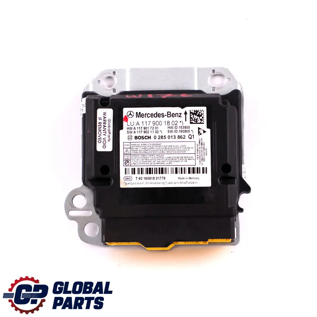 Sistema Bloqueo Cinturón Unidad de Control Módulo ECU para Mercedes W176 con número de pieza A1179001802 Mercedes W176 Sistema Bloqueo Cinturón Unidad de Control Módulo ECU - SKU A1179001802 - Número de pieza A1179001802