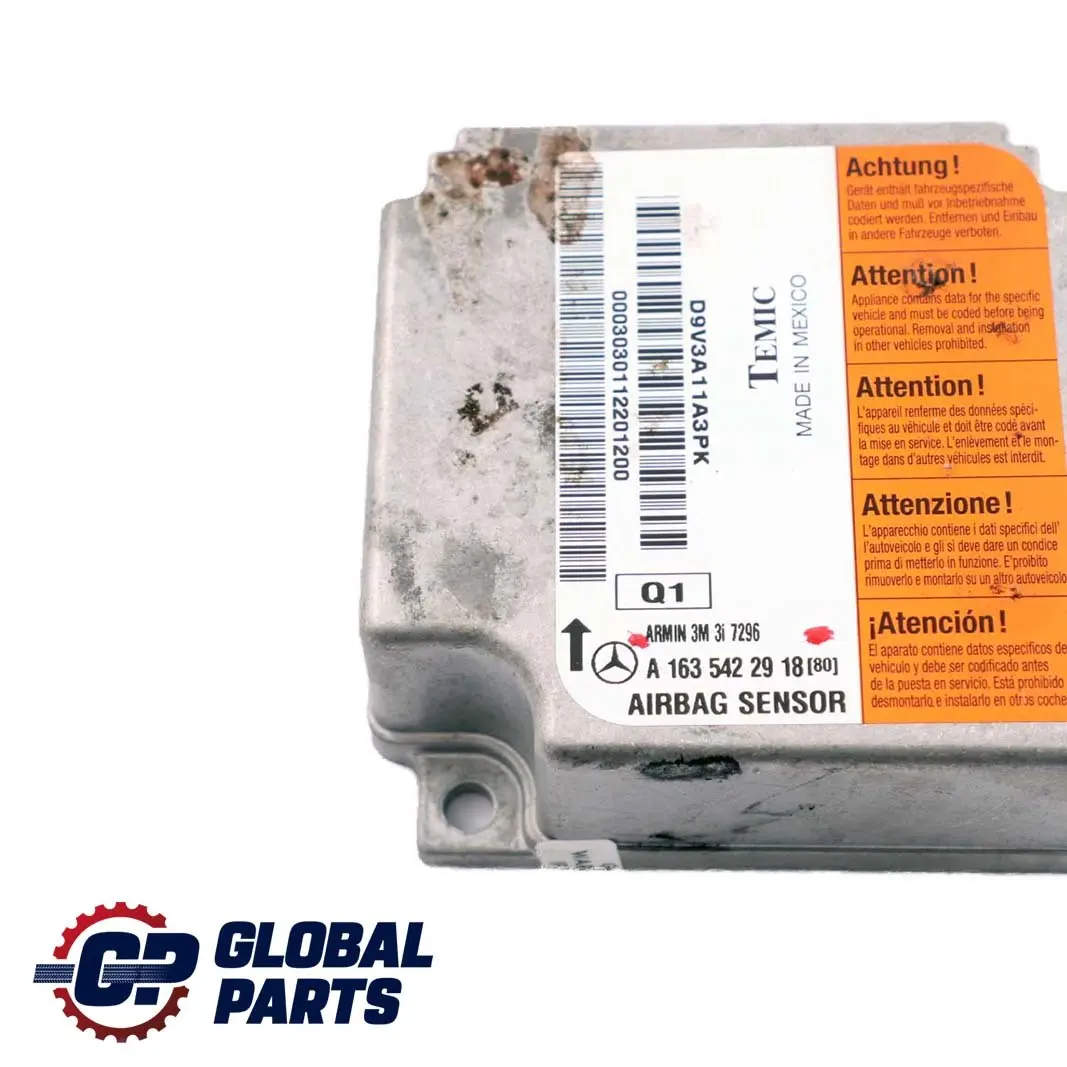 Mercedes W163 Module de l'unité de contrôle du système d'air ECU - SKU A1635422918 - Numéro de pièce A1635422918