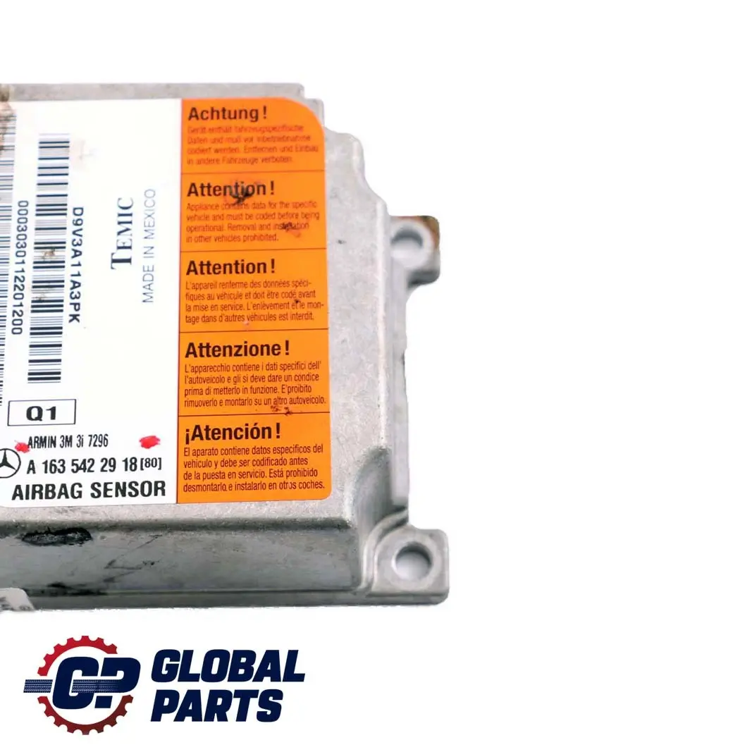 Sistema di controllo Modulo ECU per Mercedes W163 Air con numero di parte A1635422918 Mercedes W163 Air Sistema di controllo Modulo ECU - SKU A1635422918 - Numero di parte A1635422918