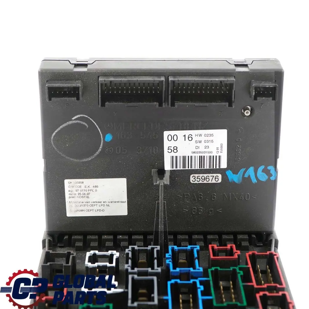 Mercedes ML W163 Fuse Box SAM Control Unit Module - SKU A1635450016 - Part number A1635450016